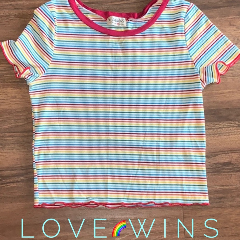Rainbow Striped Ribbed Shirt
